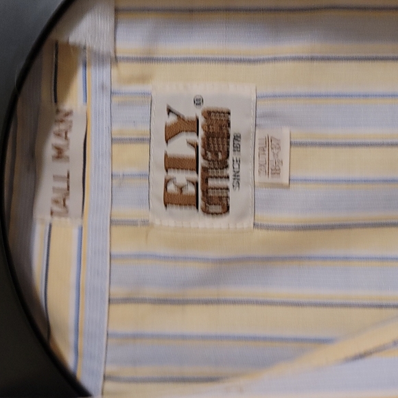 Eli Cattleman 2XL tall men's western stripe shirt; blue, yellow and white - Picture 2 of 11